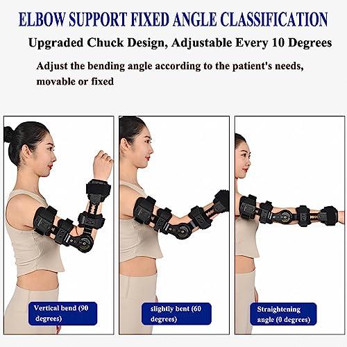 LoKori Adjustable ROM Hinged Elbow Brace Post OP Elbow Brace with Shoulder Sling Stabilizer Hand Splint Arm Injury Recovery Support After Surgery Orthosis Orthotics,Left