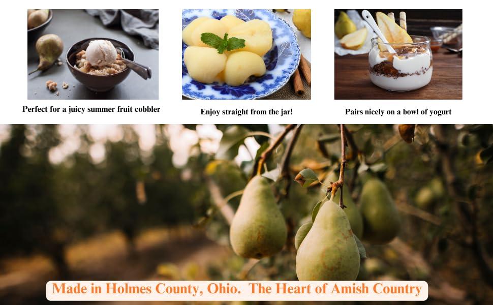 Amish Valley Products Amish Valley Products Old Fashioned Bartlett Pear Halves Canned Pears Jarred in 32 oz Glass Jar