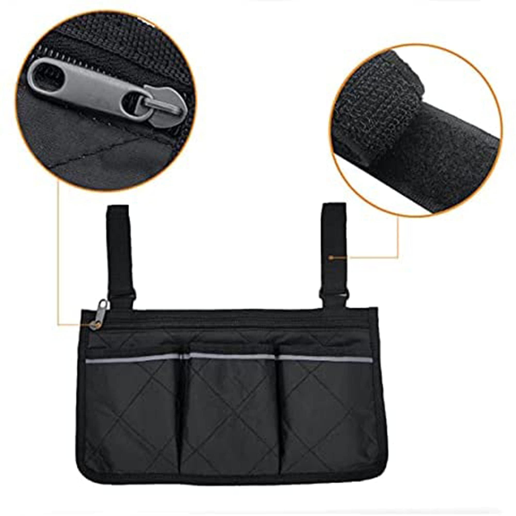 MUBOYI MUBOYI Storage Bag with Reflective Stripes Armrest Bag, Electric Wheelchair Storage Bag, Walker, Walker, Mobile Carrying Bag,Black