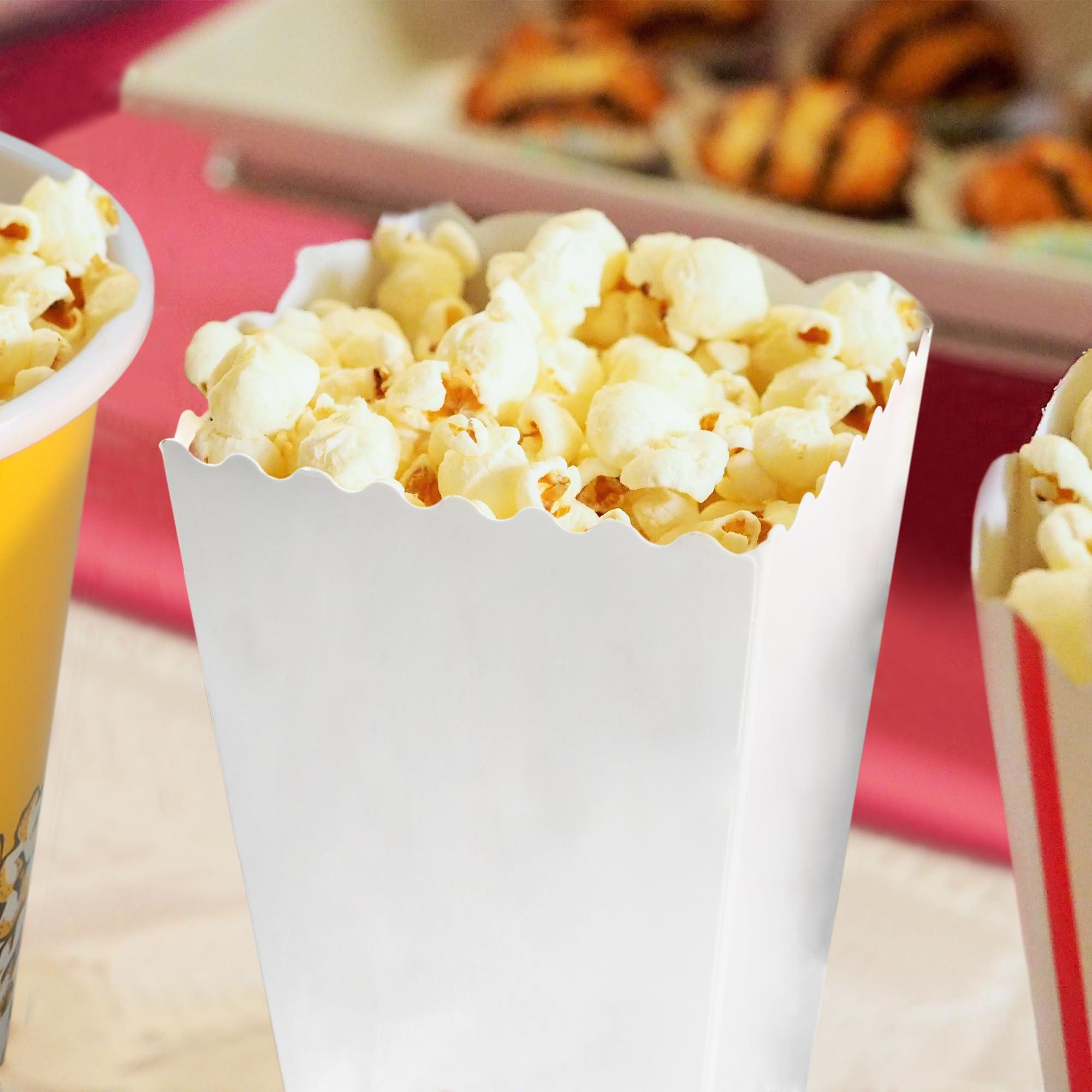 Novelty Place Novelty Place 12 Pcs White Popcorn Boxes, 46 oz White Cardboard Popcorn Container for Movie Night Party - 7.8" Tall x 3.9" Square