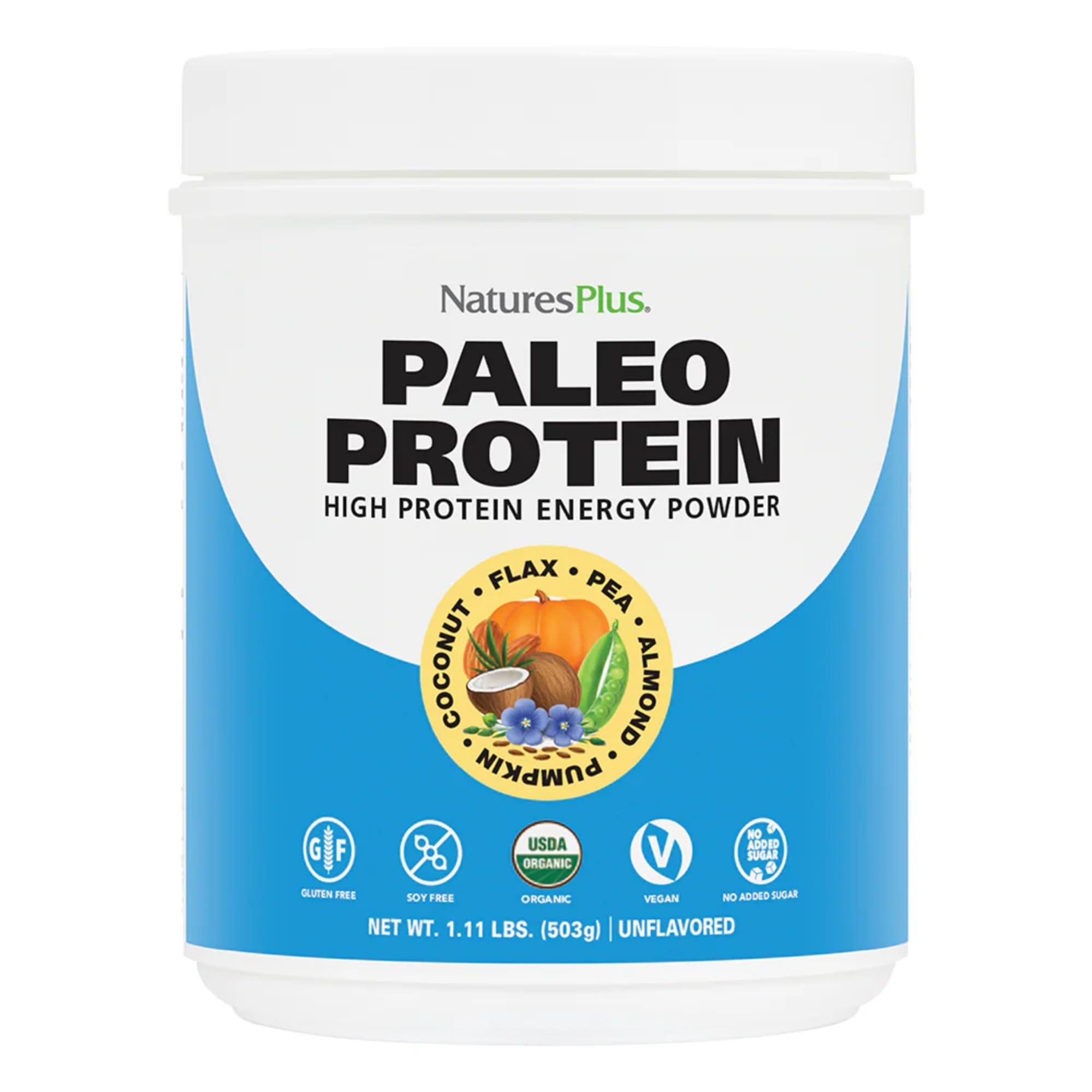Nature's Plus NaturesPlus Organic Paleo Protein - 1.49 lbs, 20 g Protein, Vegan Protein Powder - Unflavored, Unsweetened - Certified Organic High Protein Energy Protein - Vegetarian, Gluten-Free - 15 Servings