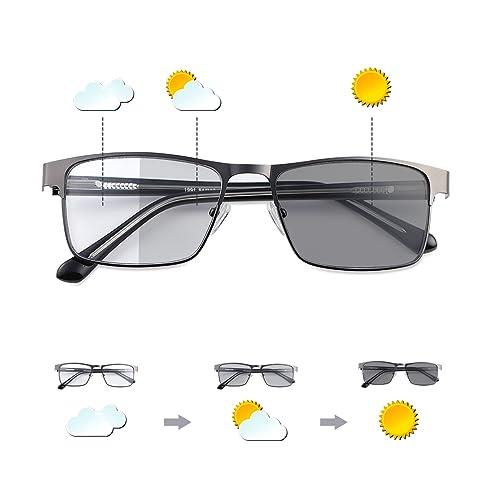 YIMI Photochromic Transition Nearsighted Distance Glasses For Men Women Spring Hinge Myopia Glasses Lightweight Negative Power Shortsighted Eyeglasses Black Full Frame Eyewear Anit UV & Glare Sunglasses