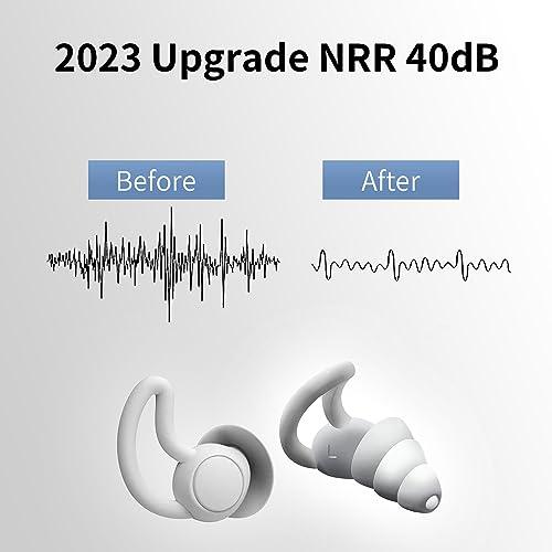 LIHOBI 10 Pairs Noise Reduction Ear Plugs, NRR 40dB Ultra Comfortable Silicone Reusable Ear Plugs for Sleeping, Snoring Swimming, Studying, Concerts, Noise Cancelling and Hearing Protection Grey