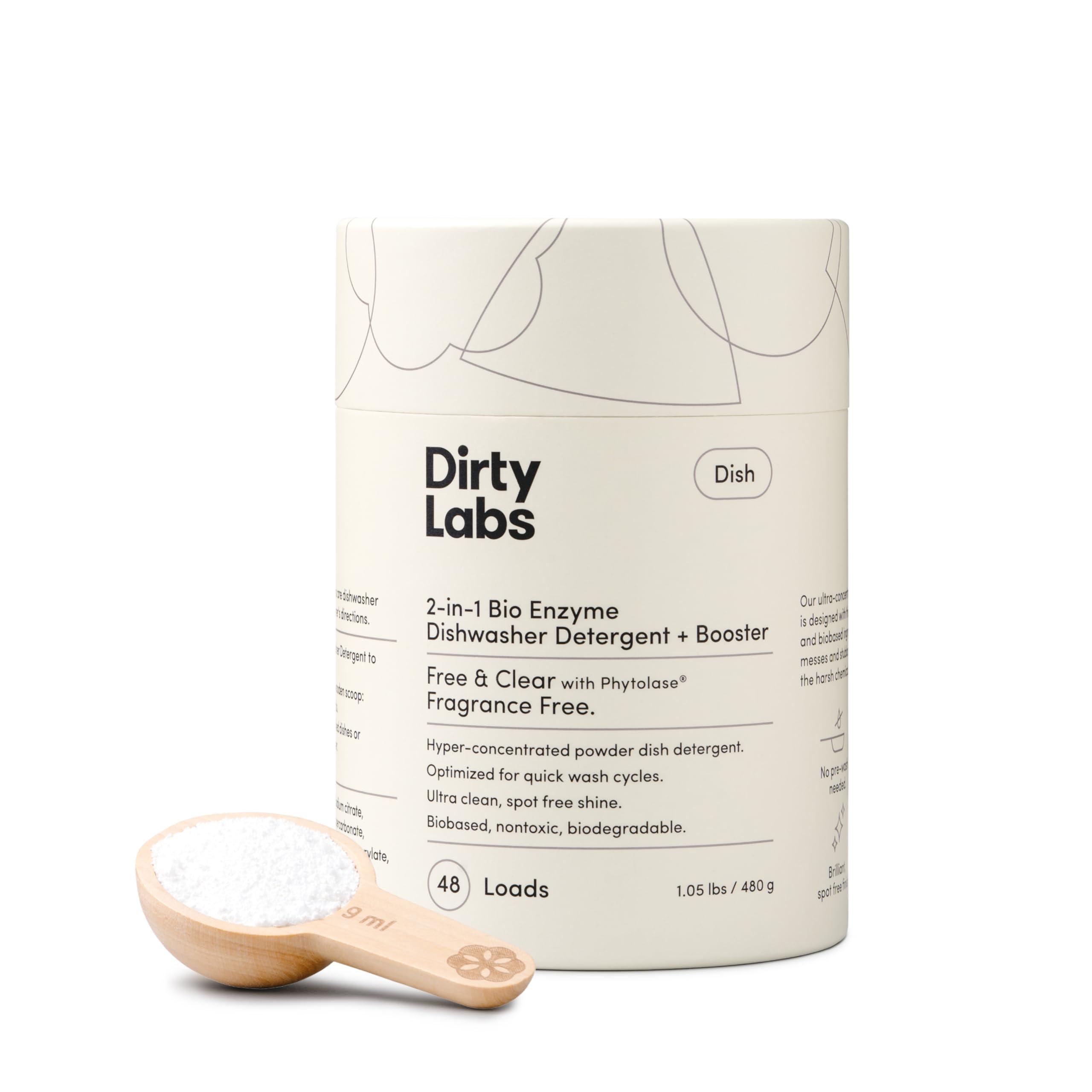 Dirty Labs Dirty Labs | Dishwasher Detergent and Booster | Scent Free | 48 Loads (1 lb) | Ultra Clean, Spot Free, Quick Wash Optimized | Hyper Concentrated