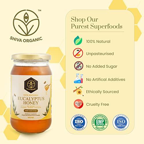 Shiva Organic Shiva Organic\'s Eucalyptus Nectar Honey - NMR Tested, Natural Honey, No Added Sugar, Flavorful - 1000g (35.27 Ounce) \"