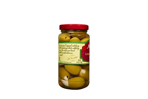 Mezzetta Mezzetta Garlic Stuffed Olives | Non-GMO, Gluten Free, Keto | 6 Ounce Dr Wt Jar (Pack of 6)