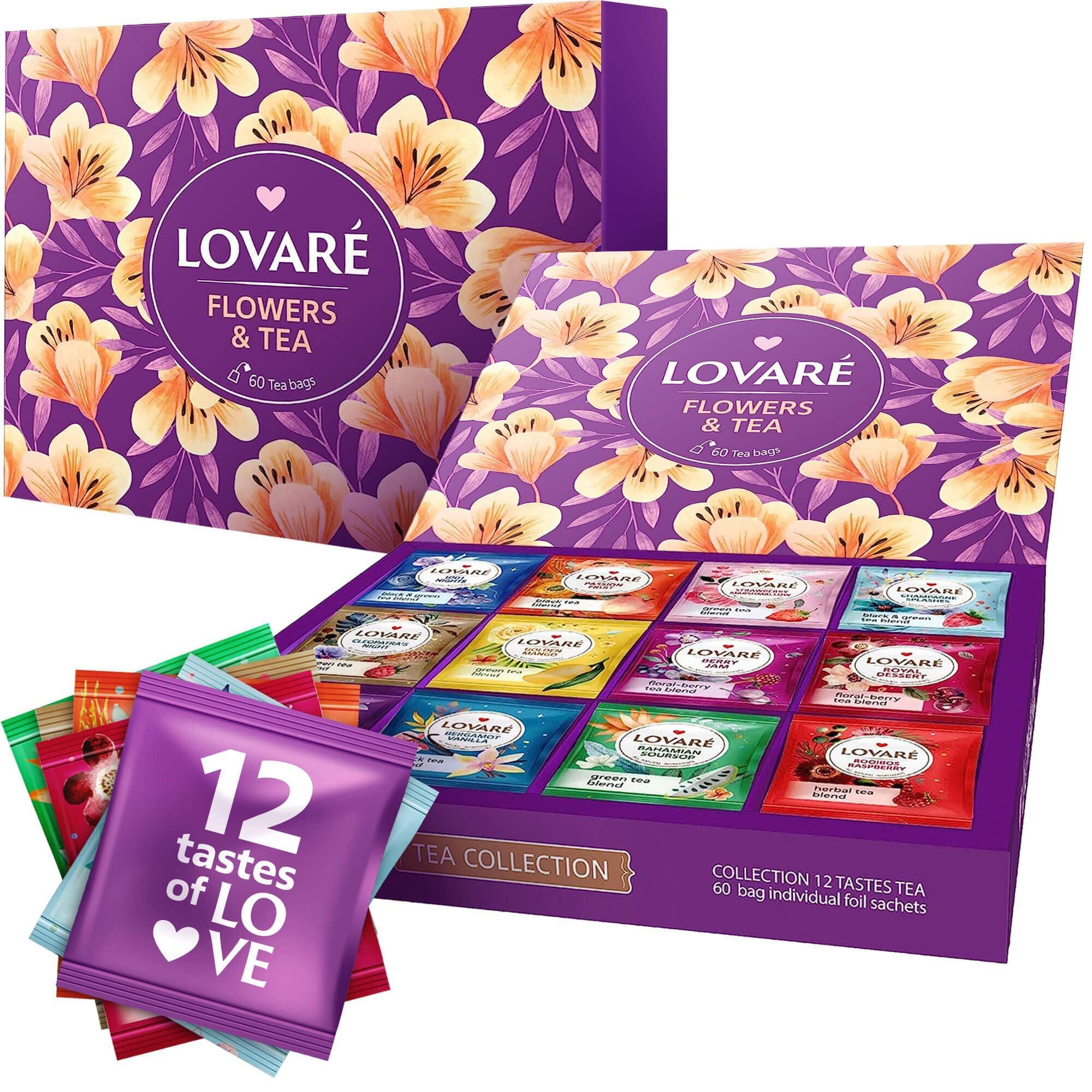 LOVARE LOVARE Assorted Tea Bags Variety Bundle - 60 Bags with 12 Tastes + 90 Bags with 6 Tastes Tea Collection in Gift Boxes - Mother\'s Day Gifts