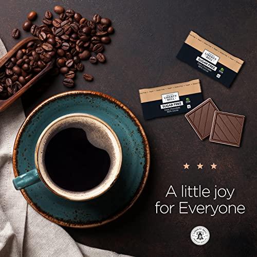 LIBERTY BELL Zero Sugar Dark Chocolate Squares 66% Cocoa, Vegan, Gluten-Free, Stevia Sweetened Candy Bars, 45 Count