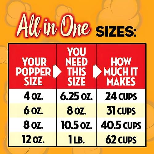 Jolly Time JOLLY TIME All in One Popcorn Kit, Portion Packets with Kernels, Oil and Salt for Movie Theater or Air Popper Machines (18 pack, 12oz Kettle)