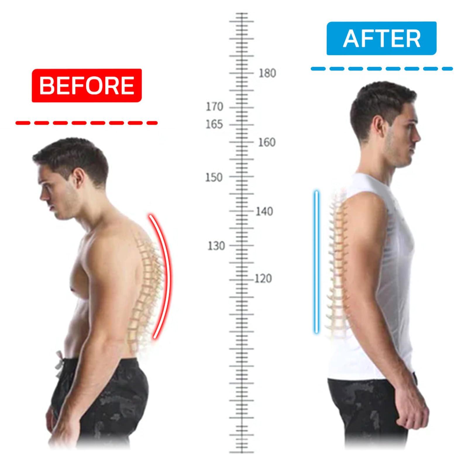 ASSOYEZ Menionic Tourmaline Posture Corrector Vest, Back Posture Corrector for Men, corrector de postura para hombre (Black+Gray,XL)