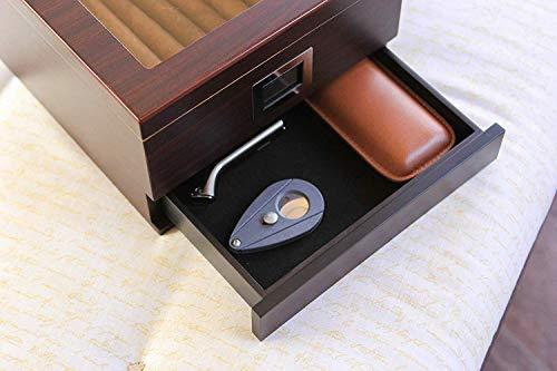 CASE ELEGANCE CASE ELEGANCE Glass Top Humidor with Thick Cedar, Easy humidification System, Accurate Digital Hygrometer - Renzo, Brown