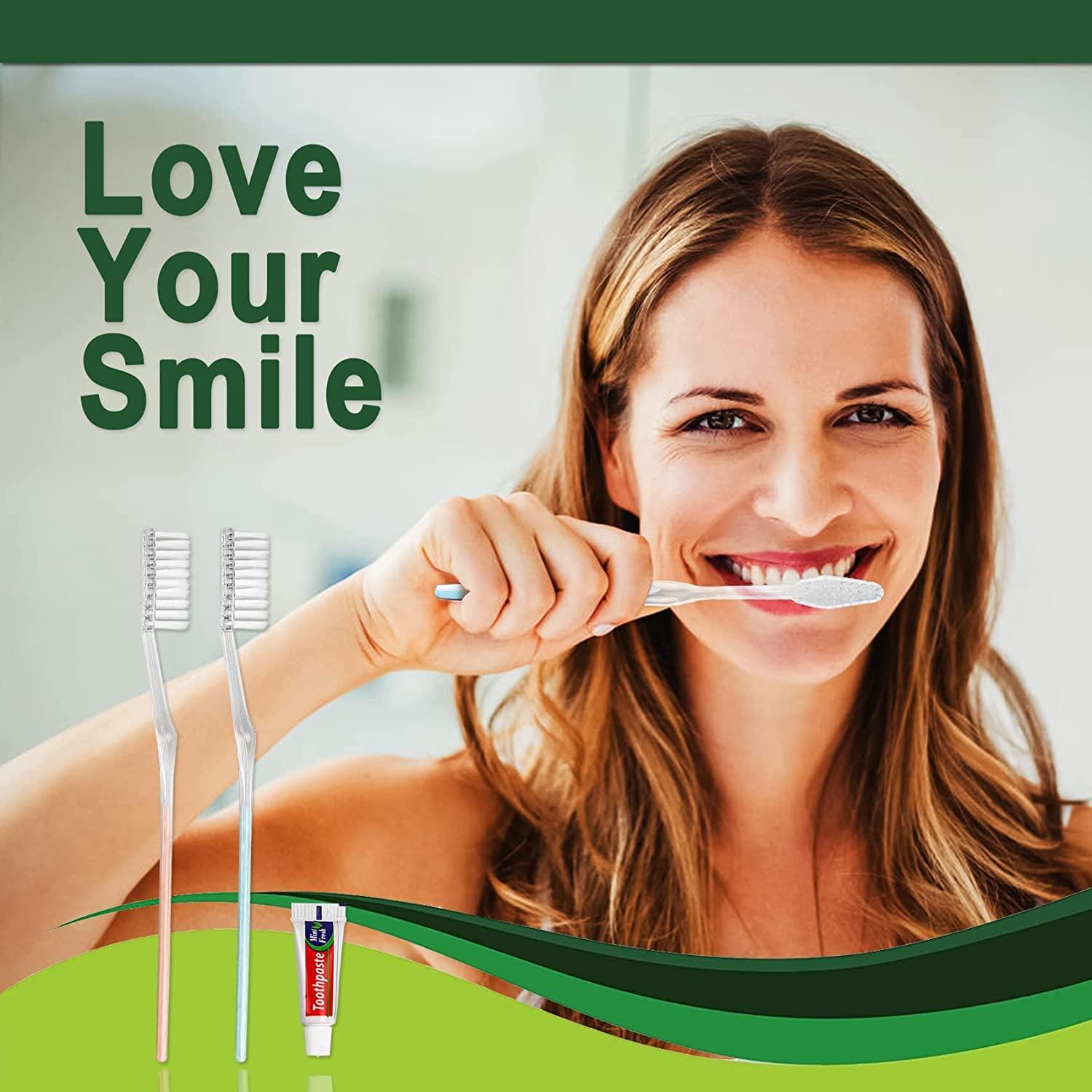 HQSLsund HQSLsund 200 Pack Travel Toothbrushes with Toothpaste Bundle with 200 Pack Cotton Swabs, Individually Wrapped