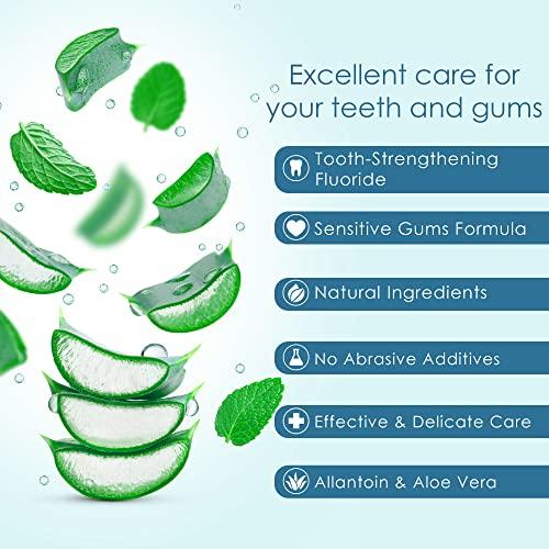 AloeSense AloeSense Fluoride Toothpaste, Naturally Soothing Toothpaste Sensitive Teeth and Gum Care with Aloe Vera, Allantoin & Fresh Mint Flavor, Gentle & Natural Toothpaste, ADA Approved (5-oz, 12 Count)