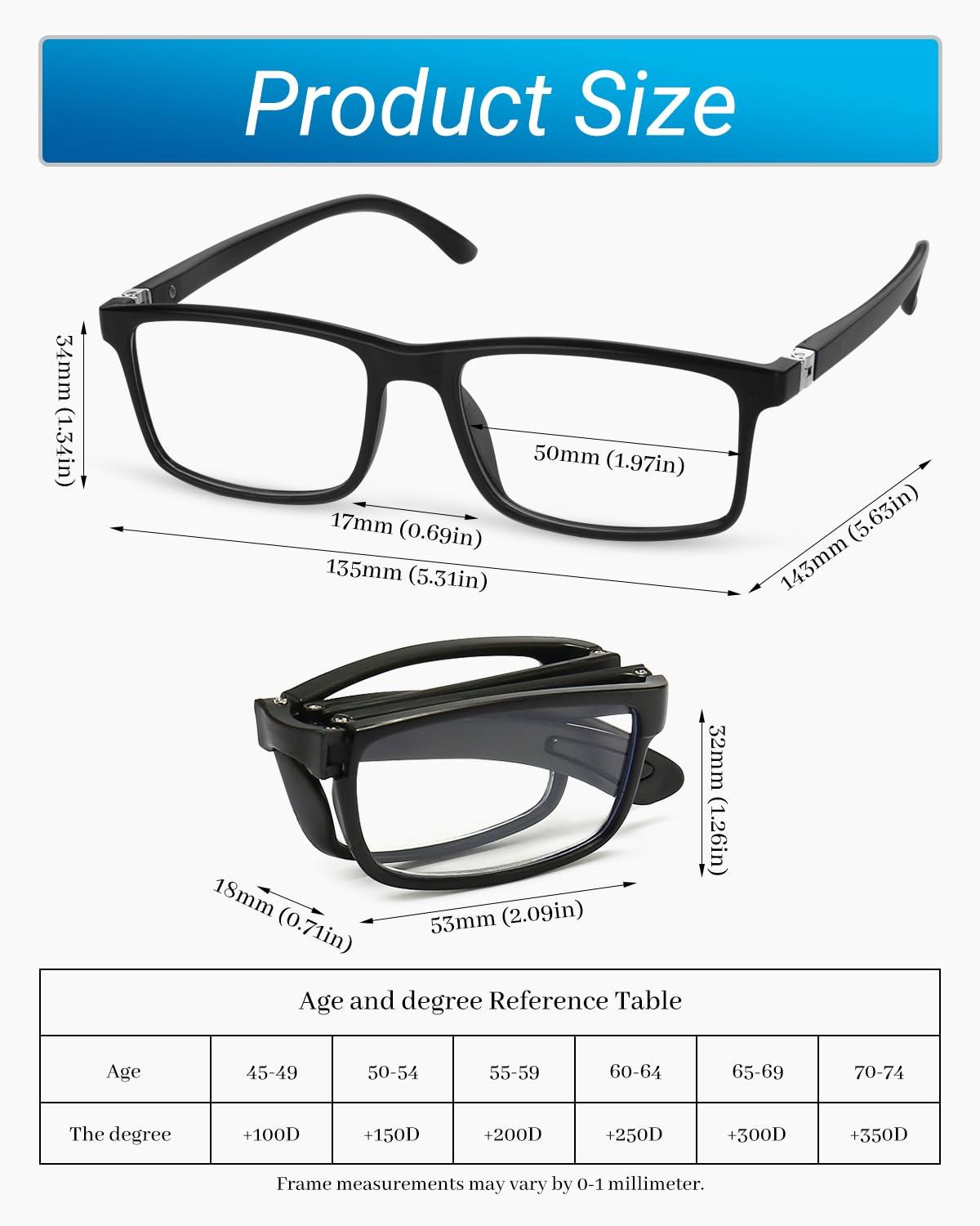 LUFF LUFF 4 Pcs Folding Reading Glasses men women - Simple Presbyopic Glasses Combination Blue Light Blocking Portable Reader(1.5X)
