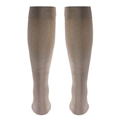 Truform Truform Women's Fit Compression Socks, Diamond Knit Pattern, 15-20 mmHg, Tan, Medium (Pack of 2)
