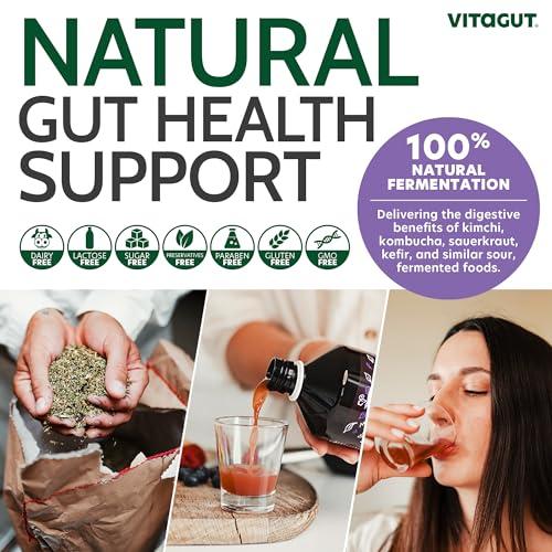 VITAGUT VITAGUT Liquid Probiotic, Prebiotics & Postbiotics 3-in-1 Organic, Live Probiotics for Women & Men - Probiotics for Digestive Health, 50 Billion CFU, 19 Fermented Herbs, Vegan Probiotic for Gut Health
