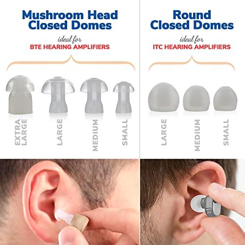 MEDca Hearing Aid Domes - Universal Domes for Hearing Aids - Sizes Small, Medium, Large & X-Large Earbud Replacements and BTE Hearing Sound Amplifiers