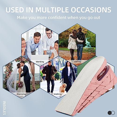 XINIFOOT Height Increase Insole 3-Layer Air Cushion Heel Insert Lift Shoes Insole for Men and Women Invisible Elevator Adjustable Insoles (Half Pad, Pink)