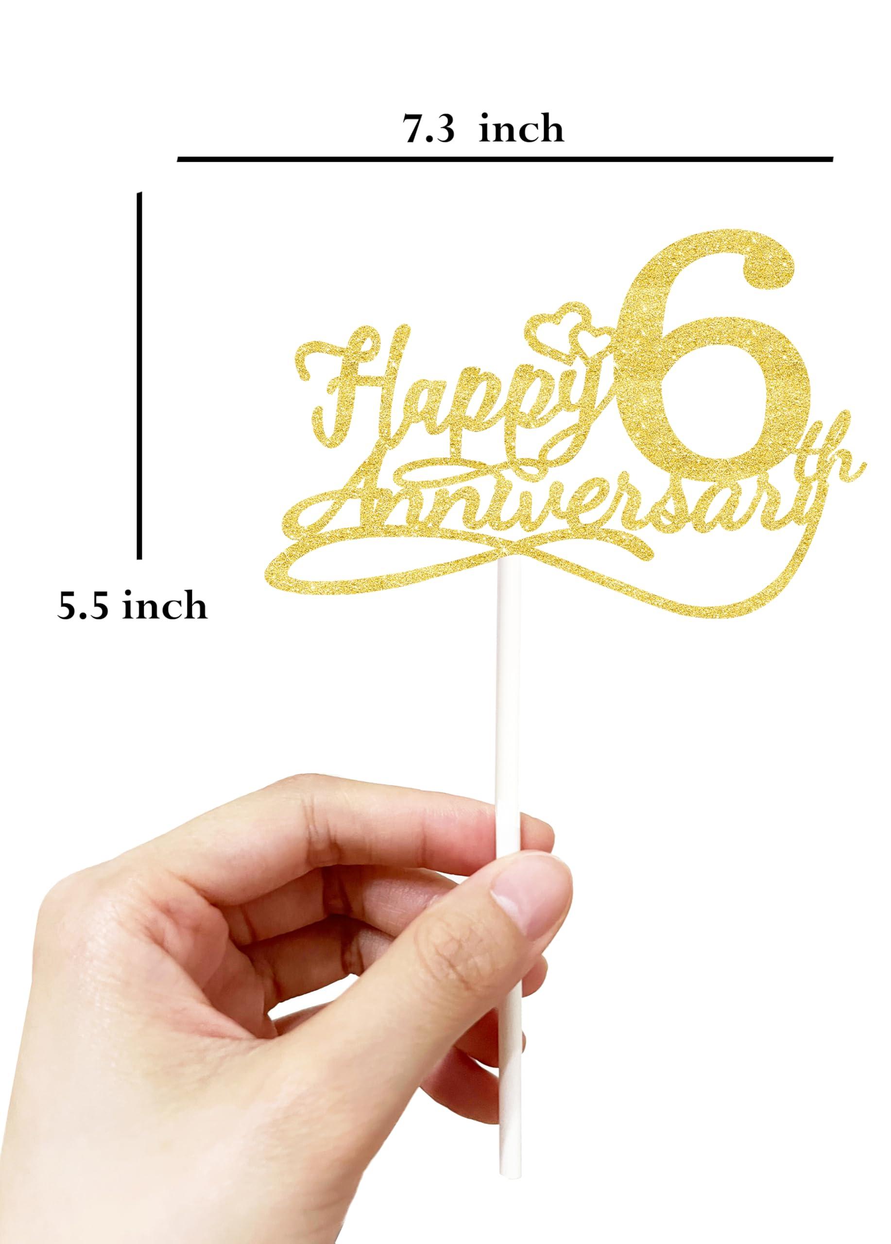 veegood Happy 6th Anniversary Cake Toppers - 6th Wedding Anniversary Decorations, 6th anniversary cake topper, 6th Anniversary Party Decorations Six