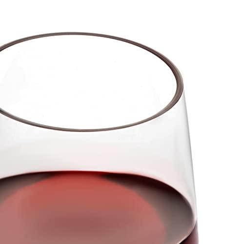 Vinjoy Reusable Plastic Wine Glasses (Set of 4) - Clear Plastic Wine Glasses with Stem (12 oz), Tritan Non Disposable Wine Glasses, BPA-Free, Unbreakable Plastic Glasses for Party, Outdoor Plastic Wine Glass