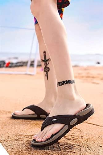 LUXRUB Acupressure Massage Flip Flops With Arch Support Men Women Foot Open Toe Reflexology Sandals Summer Breathable Beach Shoes Relief Plantar Fasciitis Heel Arch Arthritis Pain ( Color : Khaki , Size : 9