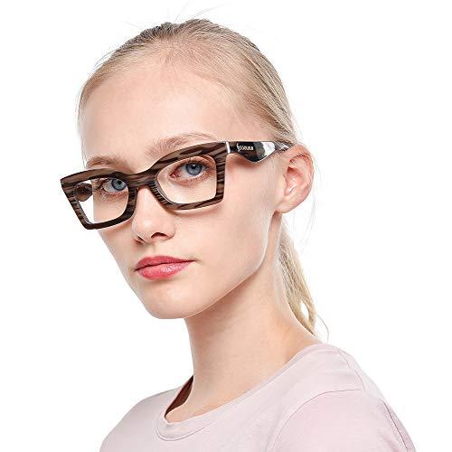 SOOLALA SOOLALA Anti-Blue Blocker Light Butterfly Readers Cateye Reading Glasses, BkWood, 1.0