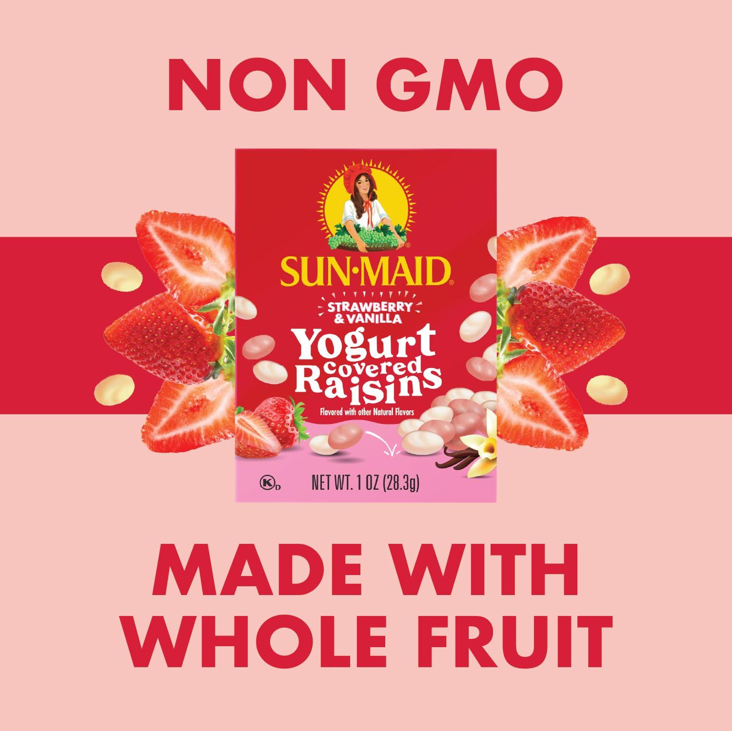 Sun-Maid Sun-Maid Strawberry & Vanilla Yogurt Coated Raisins - (6 Pack) 1 oz Snack-Size Box - Yogurt Covered Dried Fruit Snack for Lunches and Snacks