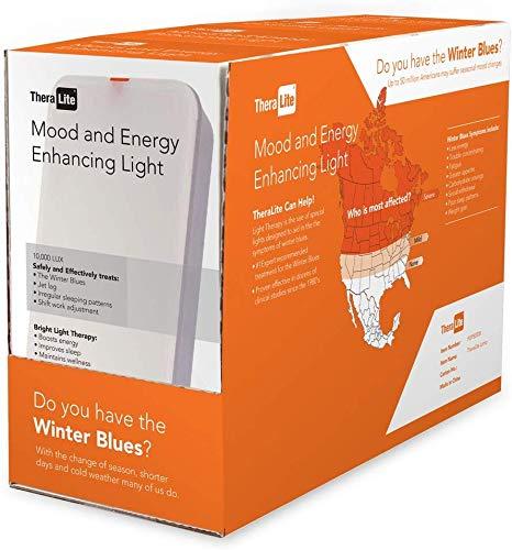 Theralite TheraLite Light Therapy Lamp, 10000 LUX Compact Bright Therapy Lamp, LED Bright White Light with Adjustable Height and Brightness Levels for Mood or Winter Blues and Energy Increase, White