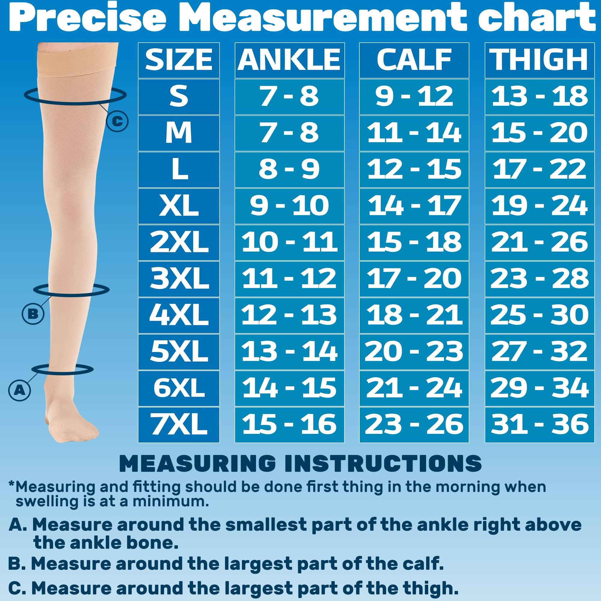 ABSOLUTE SUPPORT ABSOLUTE SUPPORT Plus Size Thigh Hi Compression Stockings for Men 20-30mmHg - Over Knee Opaque Mens Compression Socks with Wide Calf for Achilles Tendon, Embolism, DVT - Beige, 2X-Large