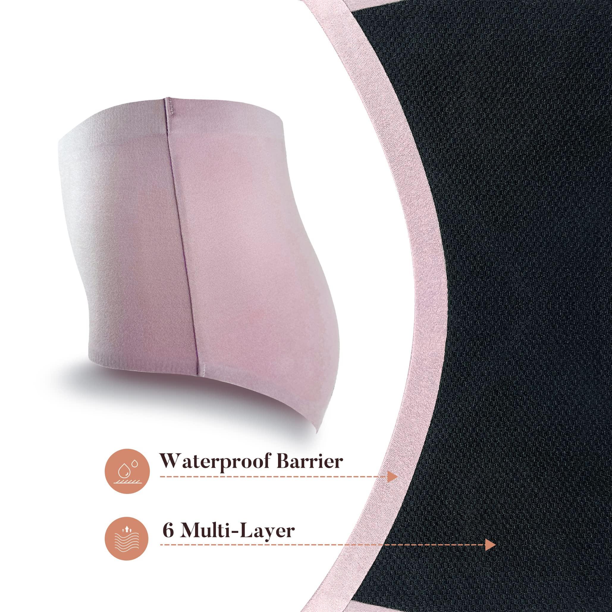 AIRCUTE AIRCUTE Washable Urinary Incontinence Underwear for Women Absorbent Seamless High Waist Leak Protective Panty 3 Pack (Beige-Blush-Blush, X-Large)