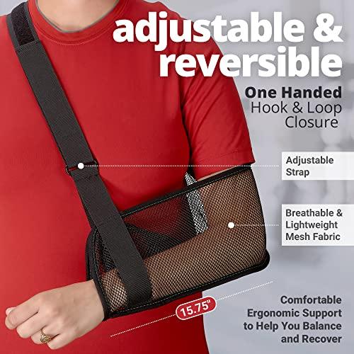 MEDca Mesh Arm Shoulder Sling - Shoulder Immobilizer for Shower - Adjustable Arm Brace Support for Rotator Cuff, Elbow and Other Injury Right/Left & Splint Elevation Support for Men and Women