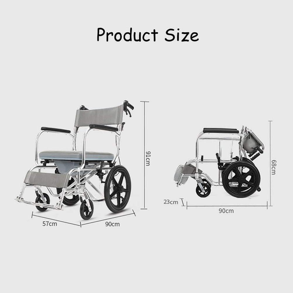 KK-GAL KK-GAL Indoor Wheelchair for Elderly, Portable Wheelchair with Hand Brake, Bathroom Shower Chair with Wheels, Multifunctional Shower Stool Shower Seat, Lightweight Aluminum Wheelchair,Standard