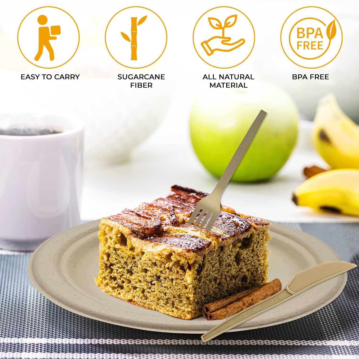 Generic BOX TO BOX Set of 200 pcs Disposable Plates, Paper Bowls, Small Paper Plates and Compostable Utensils. Heavy Duty Paper Plates. Party Plates. Ecofriendly and Biodegradable Plates. Bulk Paper Plates