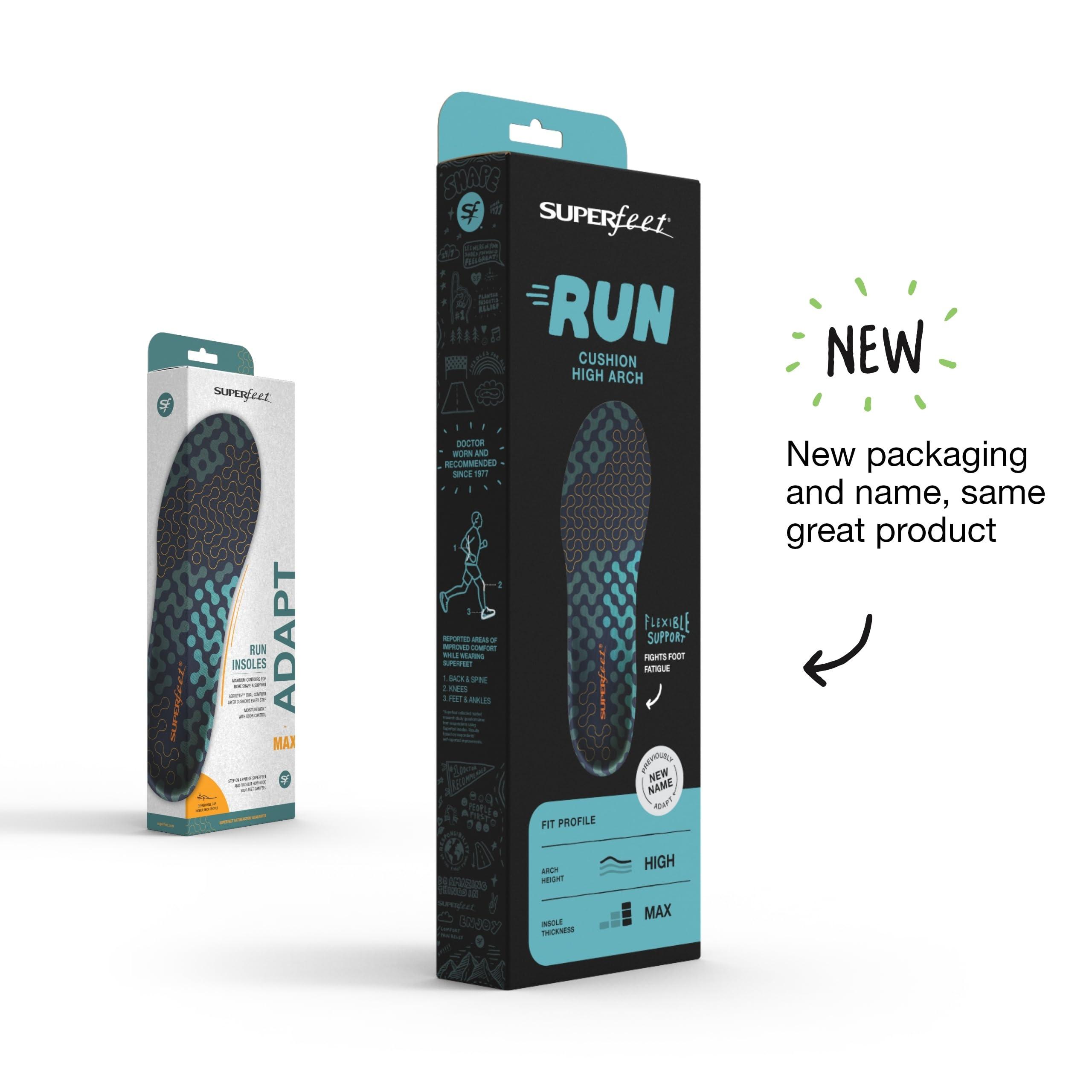 Superfeet Superfeet Run Cushion High Arch Insoles - High Arch Support - Trim-to-Fit Inserts for Running Shoes - Professional Grade - 11.5-13 Men / 12.5-14 Women