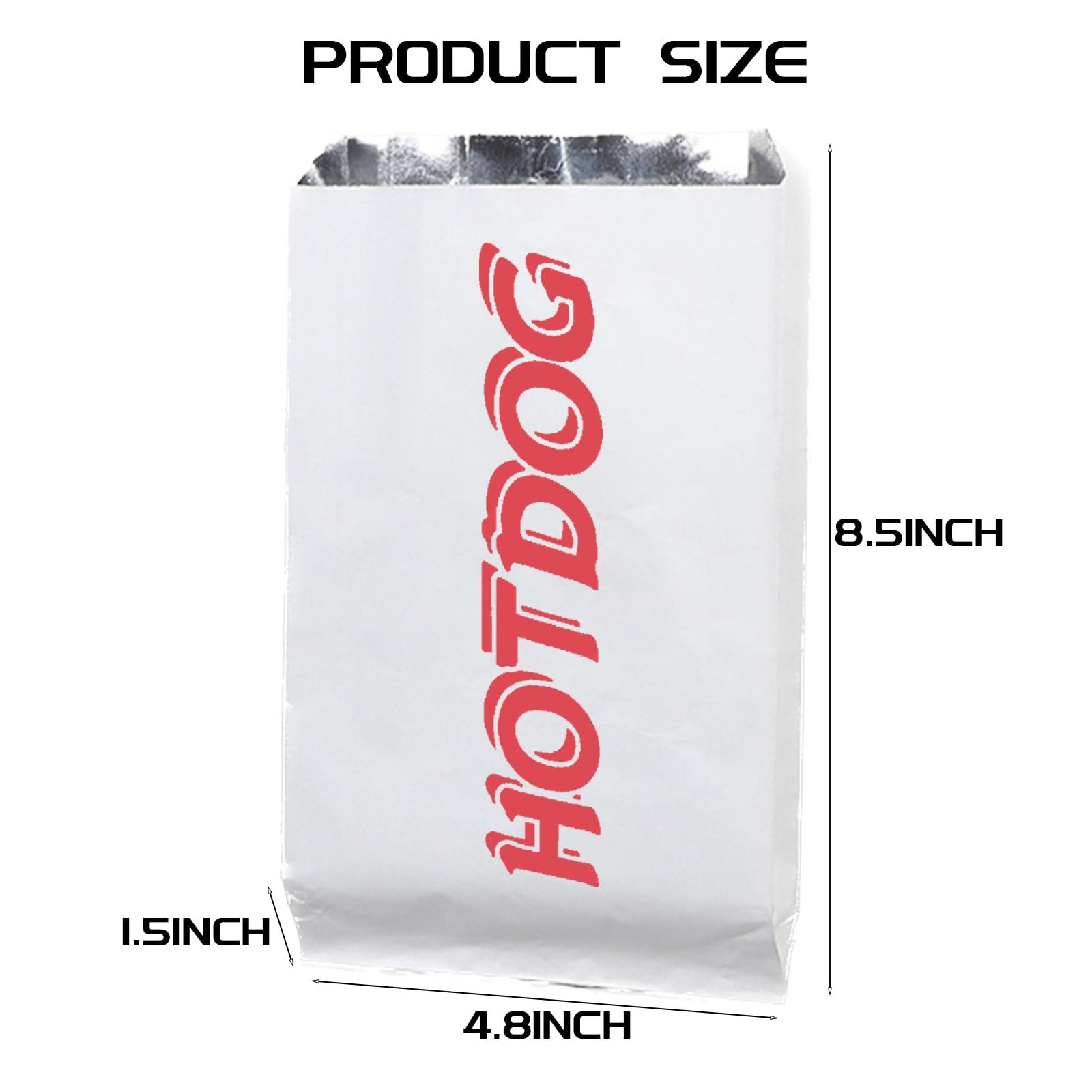 EUDORALIFE 220 Pcs Hot Dog Wrappers, Aluminum Foil Hot Dog Bags, Grease Bags for Kitchen, Greaseproof Foil Burger Bags Pouches, Party Supplies for Concession Stand, Carnival, Fundraiser, 8.5\'\' x 4.8\'\' x 1.5\'\'