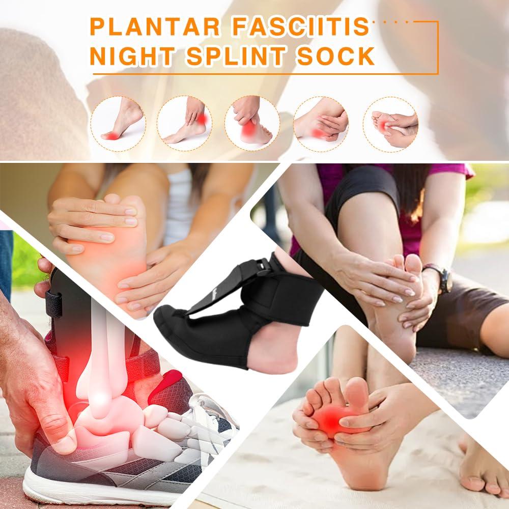 Medhome Medhome Night Splint Sock - Adjustable Plantar Fasciitis Brace for Sleeping,Heel Pain,Foot Drop,Achilles Tendonitis, (Medium)