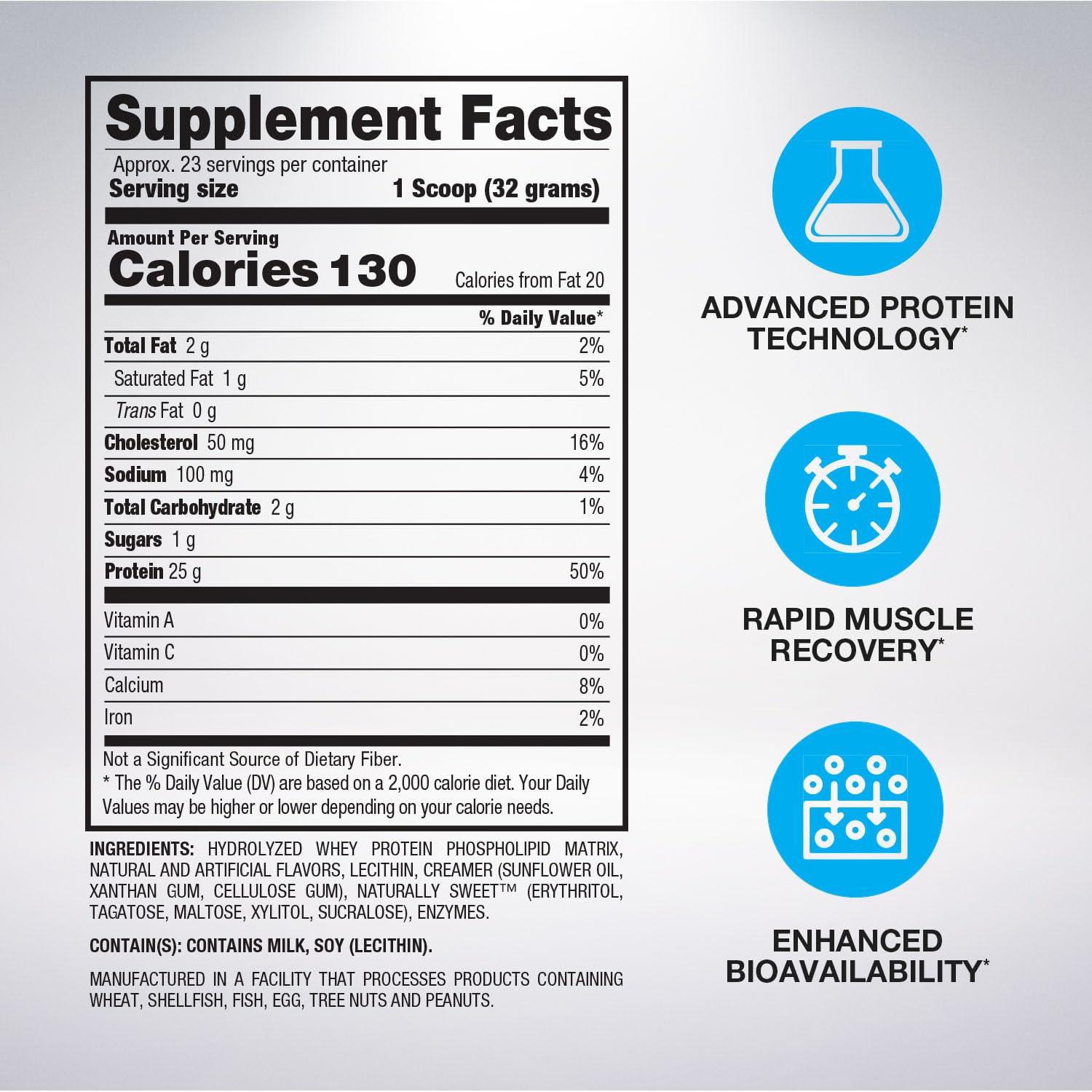 BPI Sports BPI Sports Hydro HD - 100% Hydrolyzed Whey Protein Powder - Muscle Growth, Recovery, 25g of Protein, Low Carb, Low Sugar, Fast Absorbing (23 Servings, Vanilla Ice Cream)