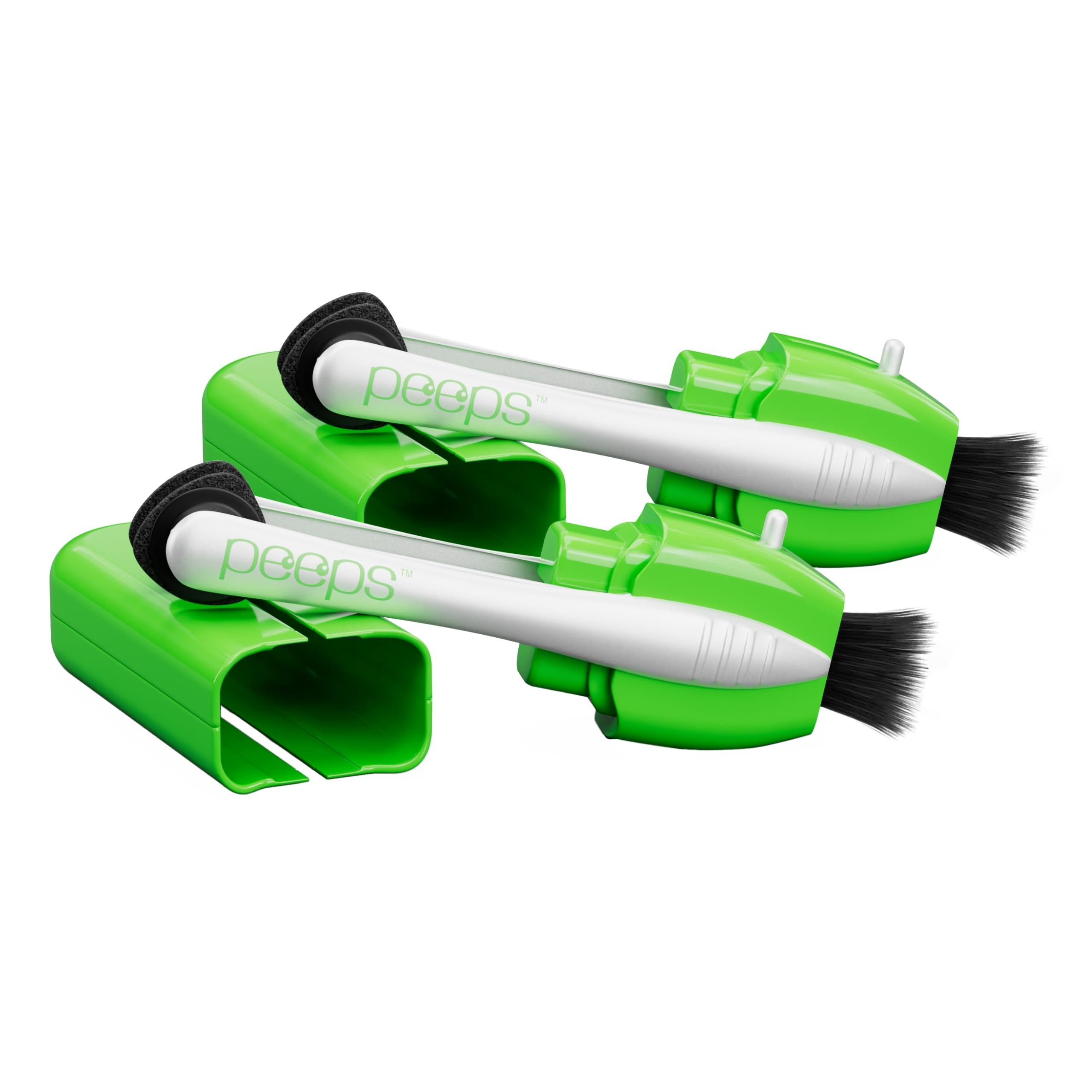 Peeps CarbonKlean Peeps Glasses Cleaner - for Eyeglasses, Reading Glasses, and More - Lens Cleaner with Carbon Microfiber Tech - Injected Green - 2 Count (Pack of 1)