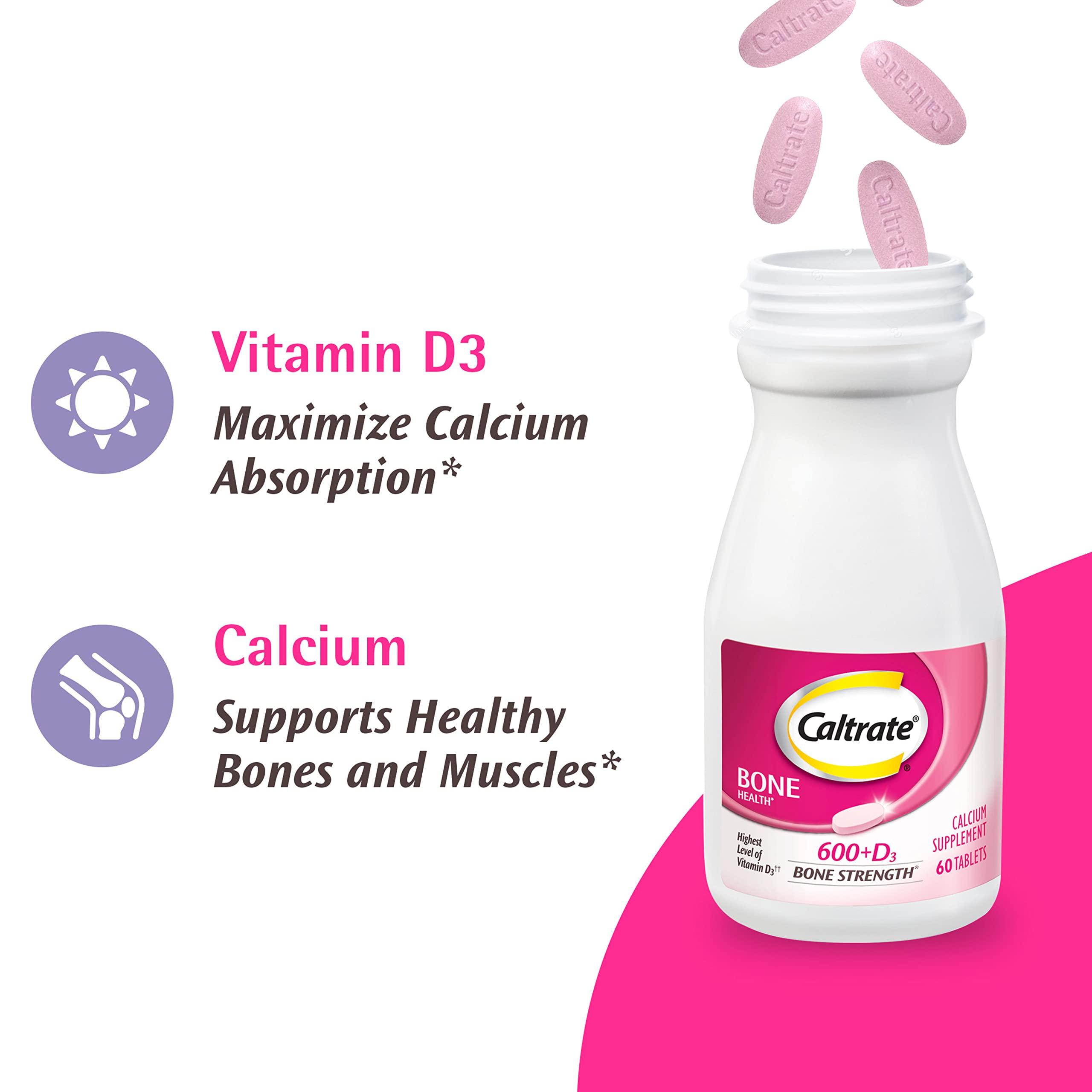 Caltrate Caltrate 600 Plus D3 Calcium and Vitamin D Supplement Tablets, Bone Health Supplements for Adults - 120 Count