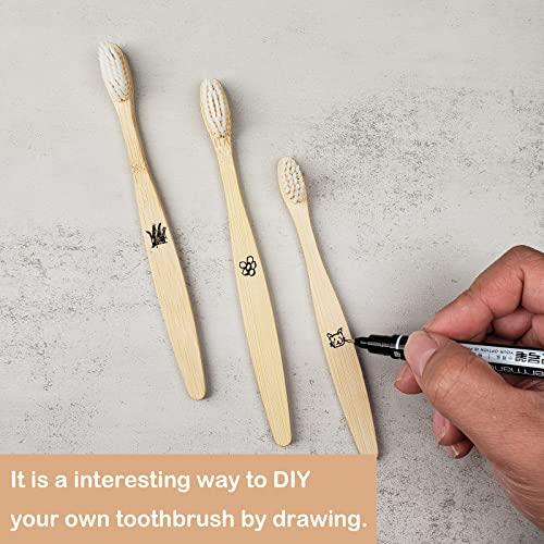 SEVENHEAD SEVENHEAD 10 PCS Bamboo Toothbrushes Soft Bristles Wooden Toothbrushes for Adult, Natural Biodegradable BPA Free Eco Friendly Toothbrushes White