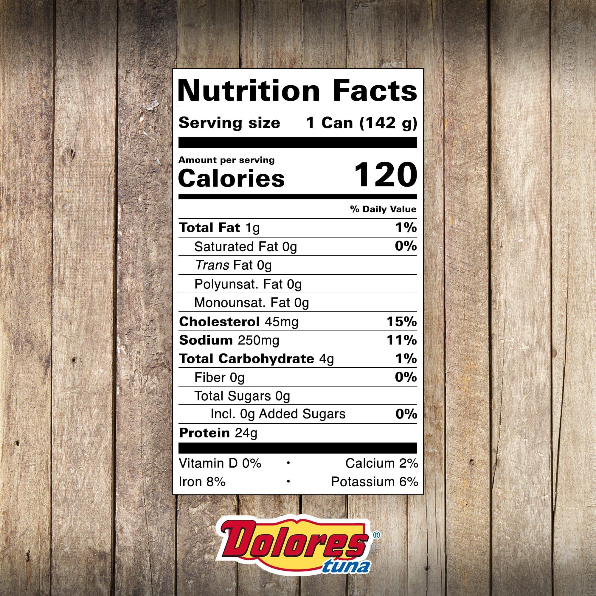 Dolores Dolores Tuna Chunk Light Yellowfin Tuna in Water, 5oz Canned Tuna, 24 Pack