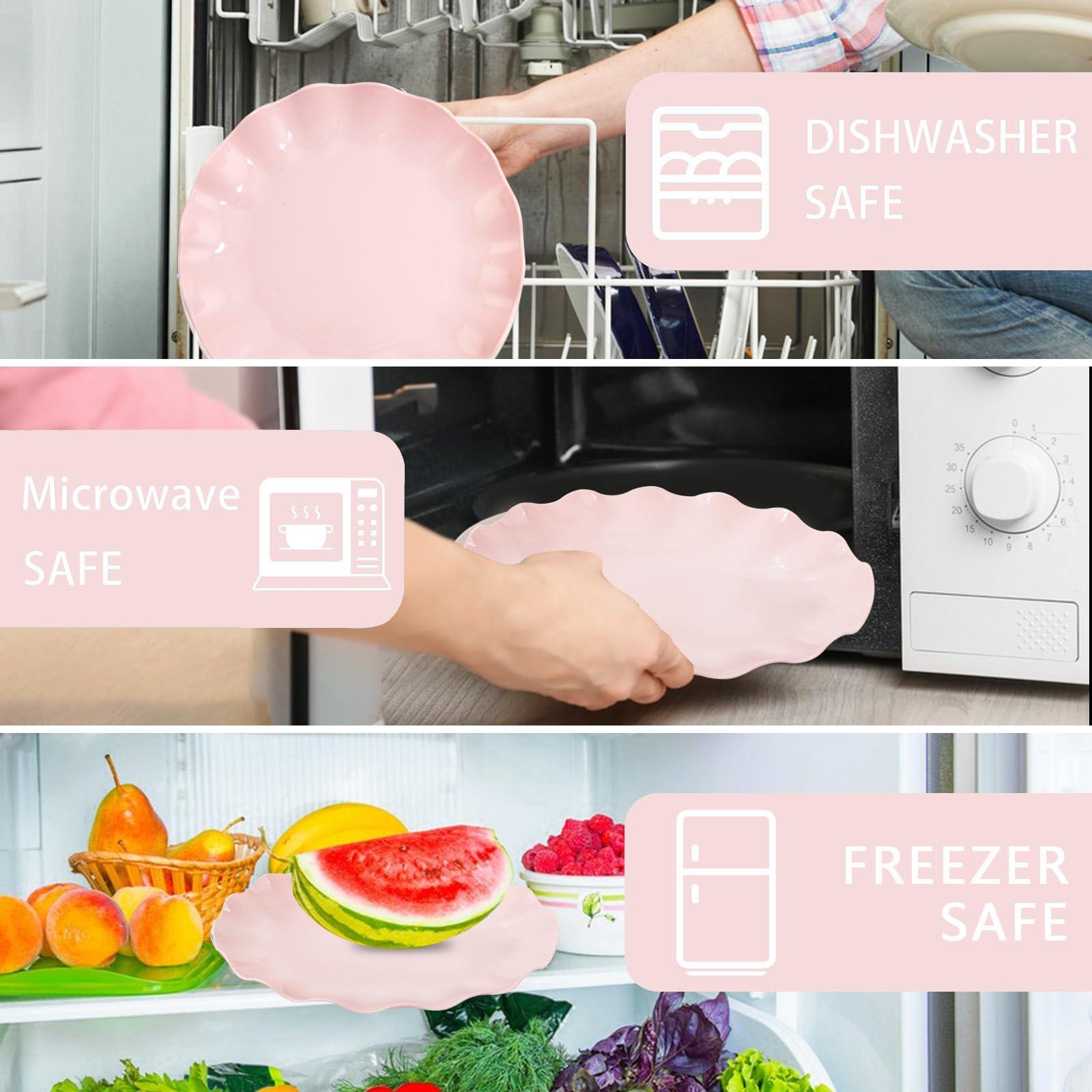 LIYH Love in your heart LIYH 24pcs Pink Plates Reusable, Pink Plastic Plates Durable and Microwave Dishwasher Safe, Baby Shower Plates, Light Weight Daisy Plastic Plates for Wedding Party Birthday