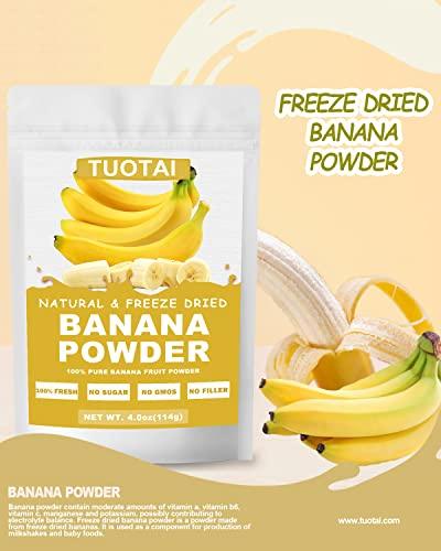 TUOTAI Nature Banana Fruit Powder,Freeze Dried Banana Powder, 4 Ounces, Banana Powder for Cake, Drinks and Baking Food