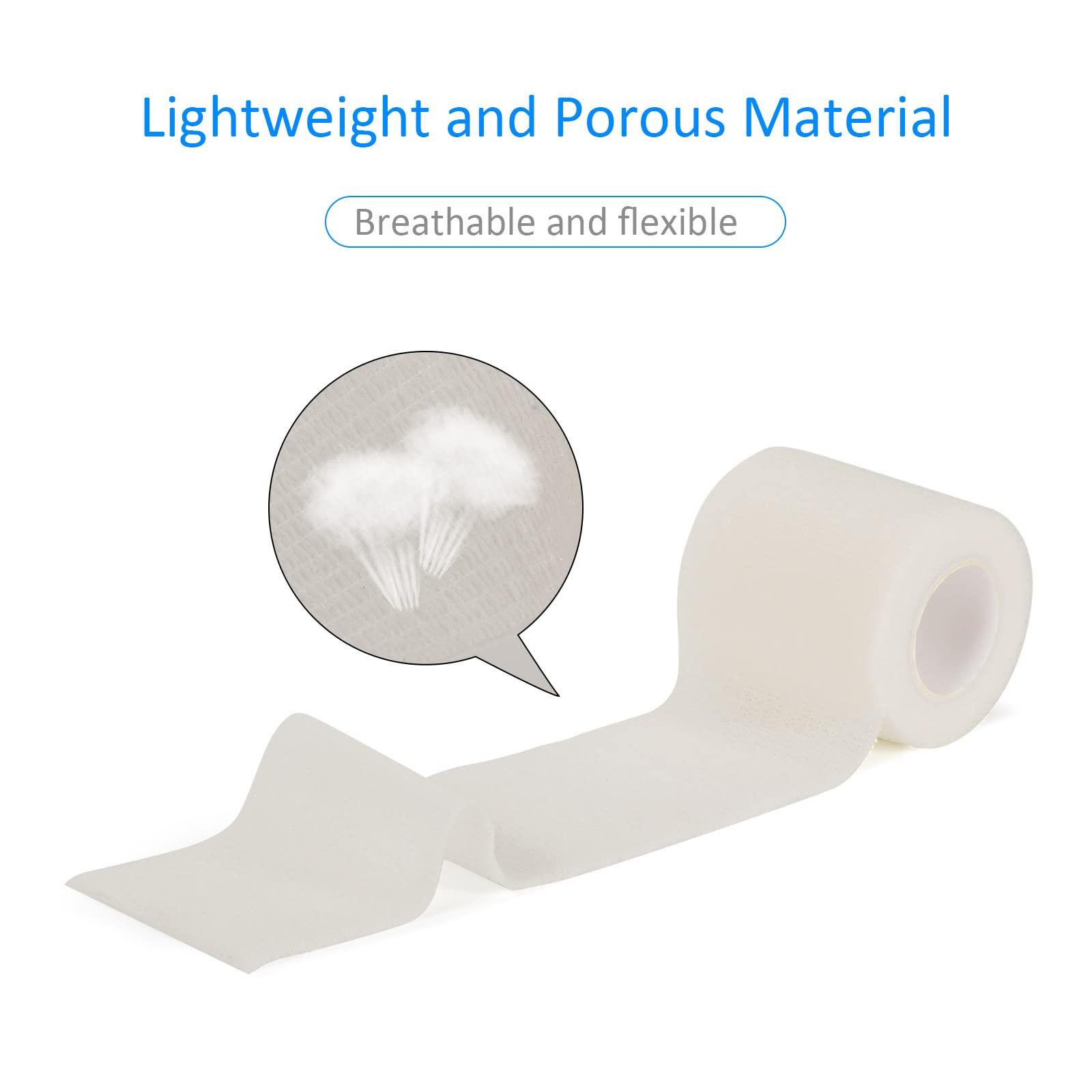 Sagafly 24 Pack Self Adherent Cohesive Wrap Bandages Non Woven Cohesive Bandage Elastic Self Adhesive Bandage Wrap Sports Athletic Tape First Aid Tape for Wrist Ankle Pet Vet Wrap Grip Cover 2 inch (White)