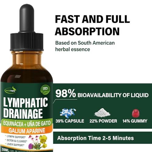 Verdeherb Verdeherb Echinacea Lymphatic Drainage Drops Enhance Lymph System Detox Cleanse, Cleavers, Milk Thistle, Cats Claw, Turmeric, Dandelion, Burdock, Astragalus Immune Support Supplement. 4oz