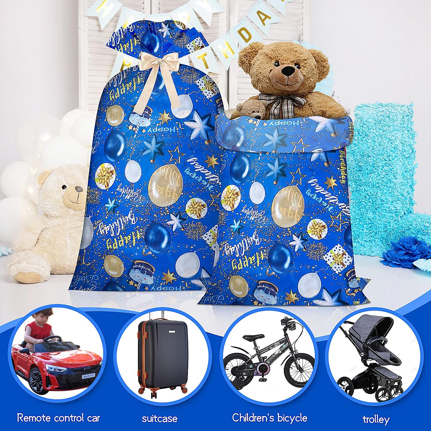 BWLOIES BWLOIES Jumbo Extra Large Gift Bags Oversized Giant Huge Gift Bags Big XXL Large Present Bag Bithday Gift Wrap Wrapping Bags for Boy Child Kids,Plastic Birthday Bag Bike Gift Bag (48inch 2 Pack)
