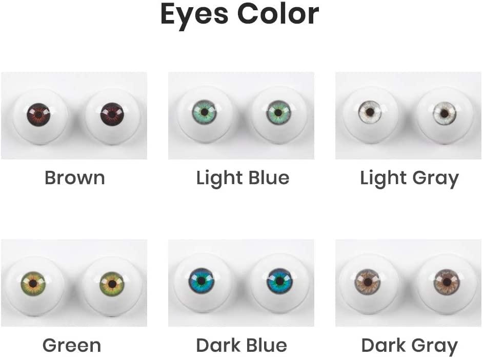 PUOPUDOLLS Silicone TPE Doll Eyes,2 Pairs of 32mm Half Round Acrylic Doll Bear Craft Resin Eyeballs (Brown +Dark Blue)