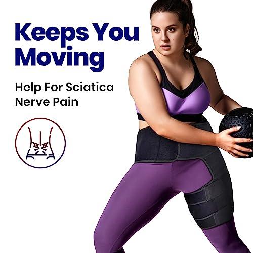 ARMSTRONG AMERIKA Hip Brace Thigh Compression Sleeve | Hip Sciatica Pain Relief Device Brace | Hamstring & Groin Compression Sleeve Wrap for Sciatic Nerve Relief | Hip Support Brace for Women & Men | Small / Right