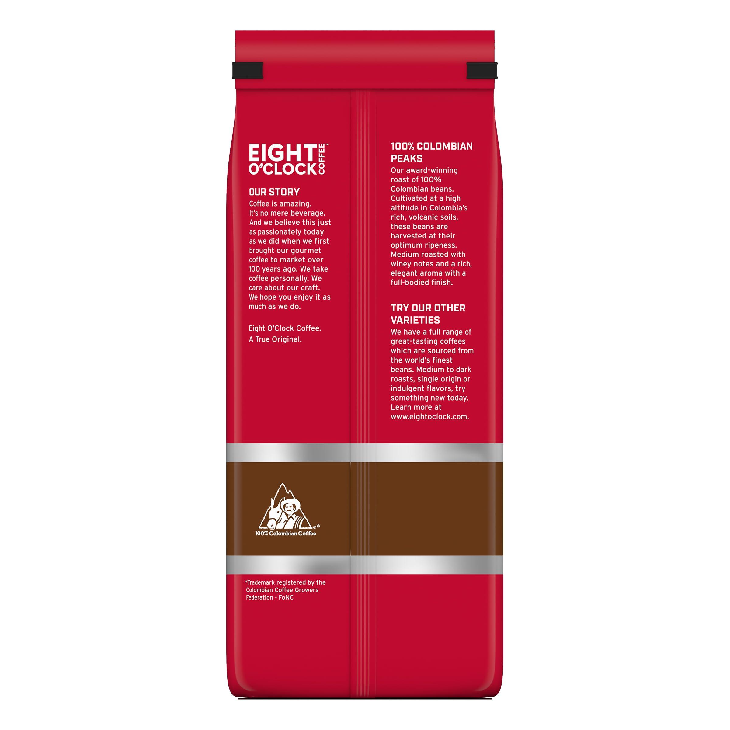 Eight O'Clock Coffee Eight O\'Clock Coffee 100% Colombian Peaks, 38 Ounce, (Pack of 1) Medium Roast, Whole Bean Coffee, Rich, Winey & Full Bodied