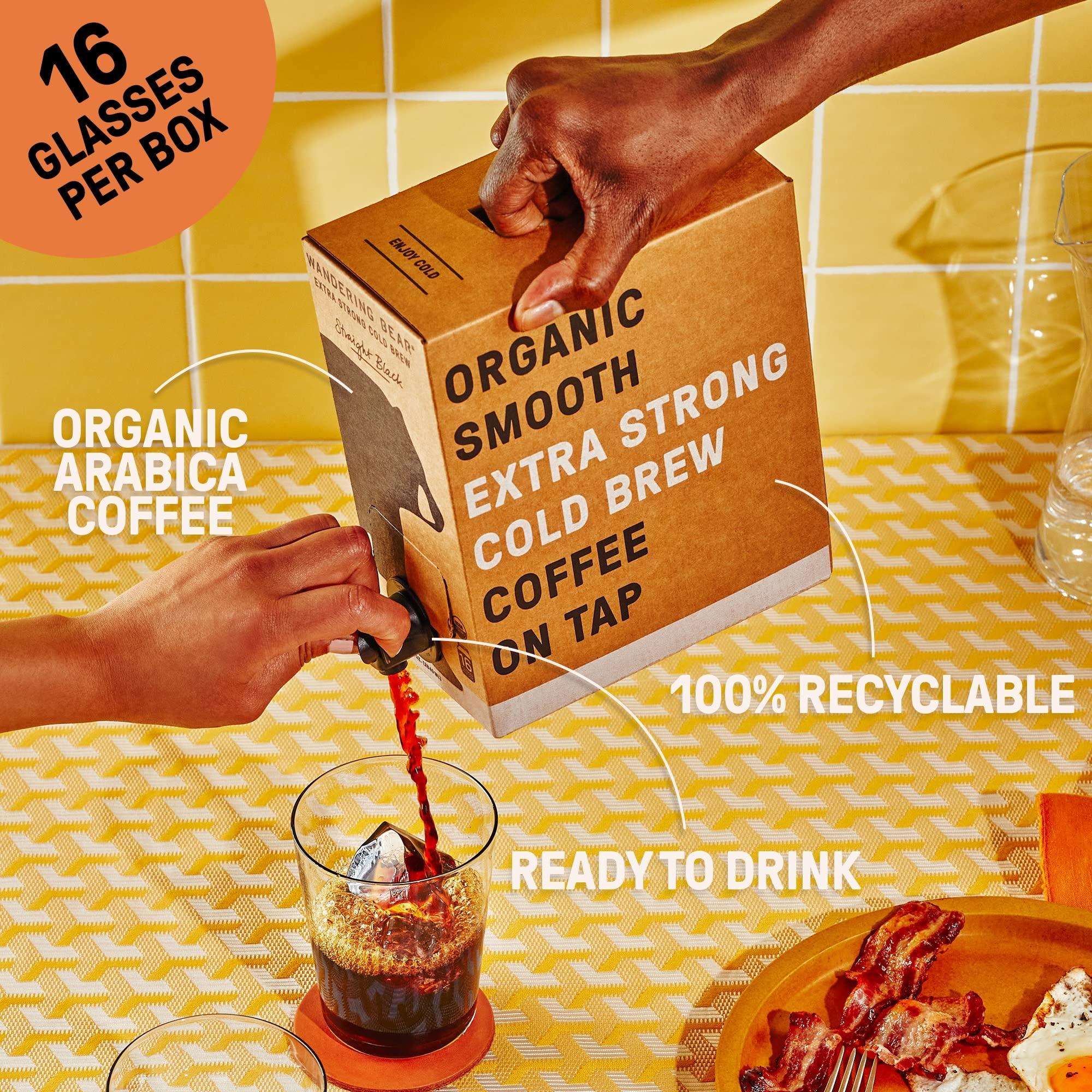 Wandering Bear Wandering Bear Organic Hazelnut Cold Brew Coffee On Tap, 96 fl oz - Extra Strong, Smooth, Unsweetened, Shelf-Stable, and Ready to Drink Iced Coffee, Cold Brewed Coffee, Cold Coffee